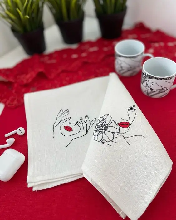 Natural Washable Striped Napkin Designer Cotton Linen For Wedding embroidery Napkin