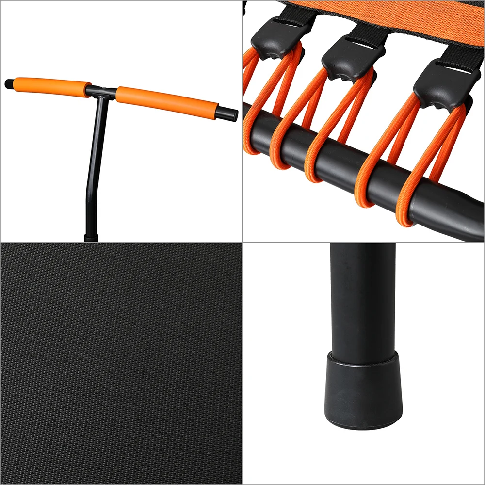 42*50 Inch Hexagon Trampoline With Adjustable Handle Bar For Fitness Bungee Rebounder Jumping Cardio Trainer Workout