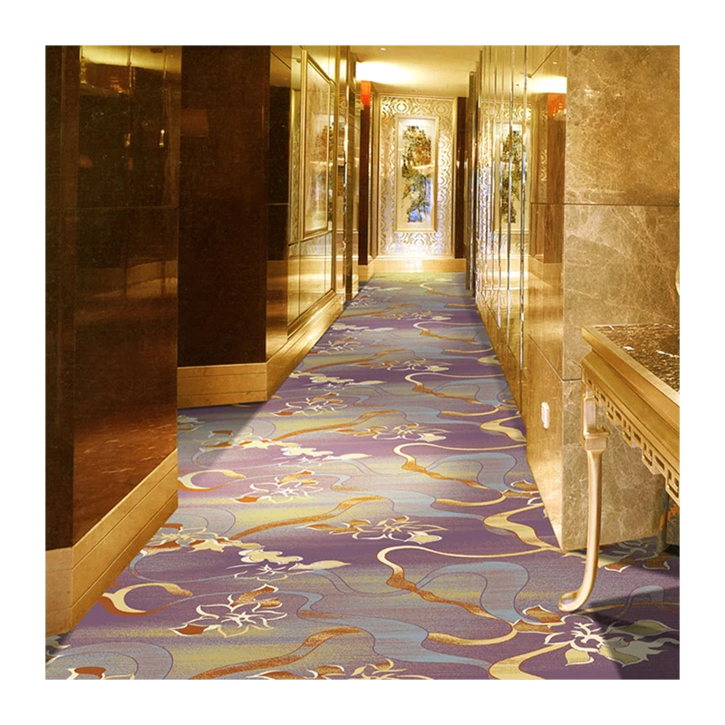 Custom design modern luxury pattern carpet removable nylon printed commercial carpet rug 1000g hotel wall to wall carpet