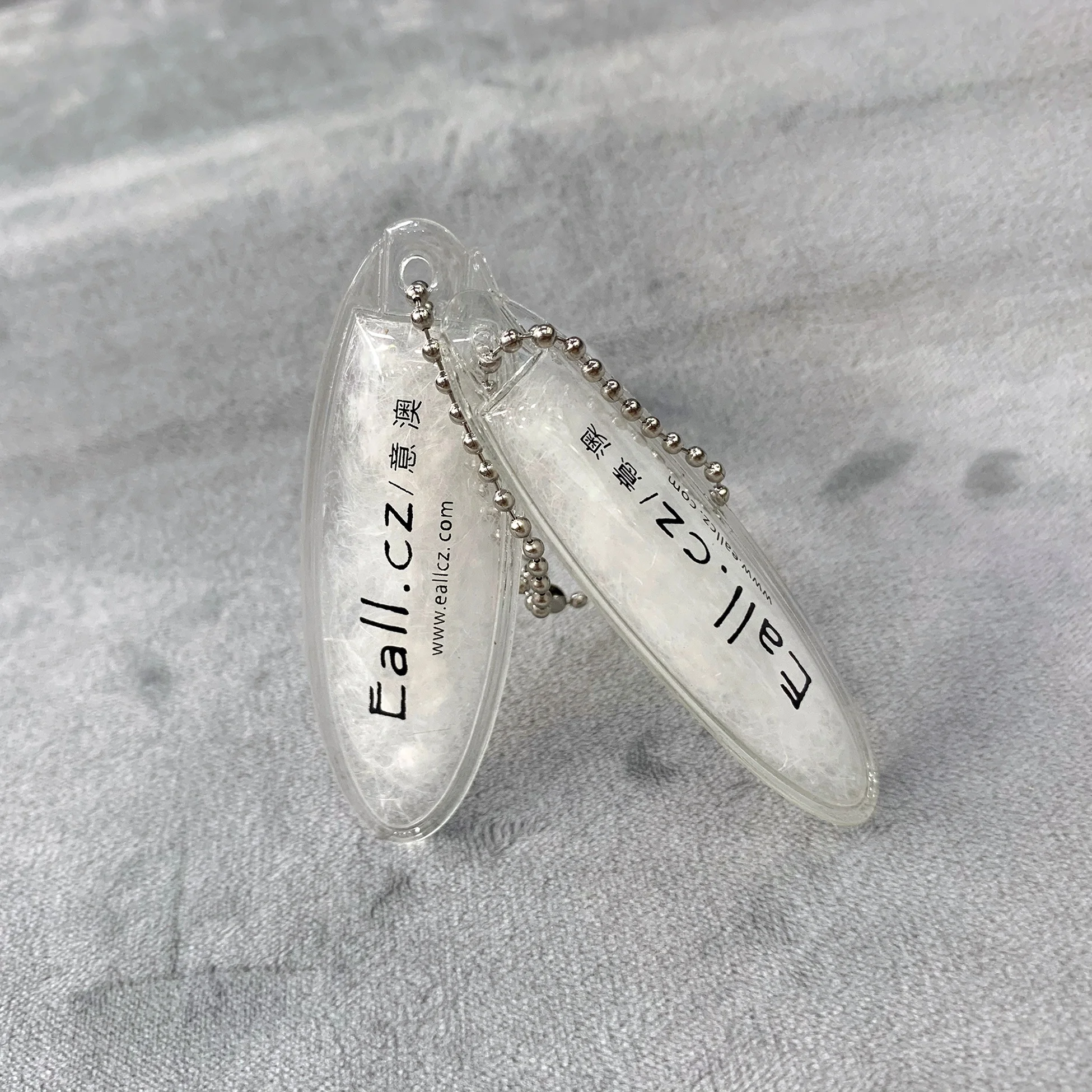 Custom With Metal Ball Chain Down Jacket Clothes Velvet Plastic Seal Inflatable Air Down Feather Elastic Hang Tag