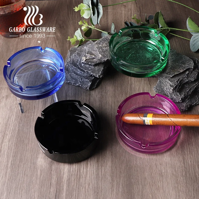 high quality  glassware  Nice design crystal glass round clear ashtray for smoking cigar tobacco wholesaler in china supplier
