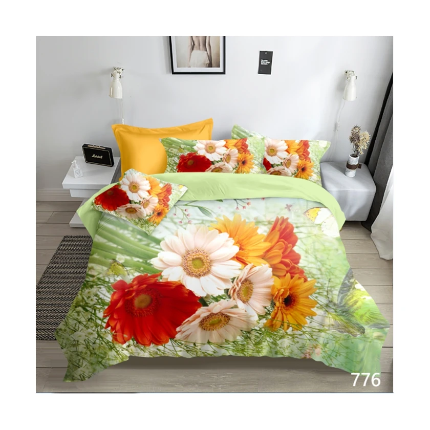 Luxury 3D flower digital printed  Microfiber bed clothes quilt cover Fabric  home textile fabric