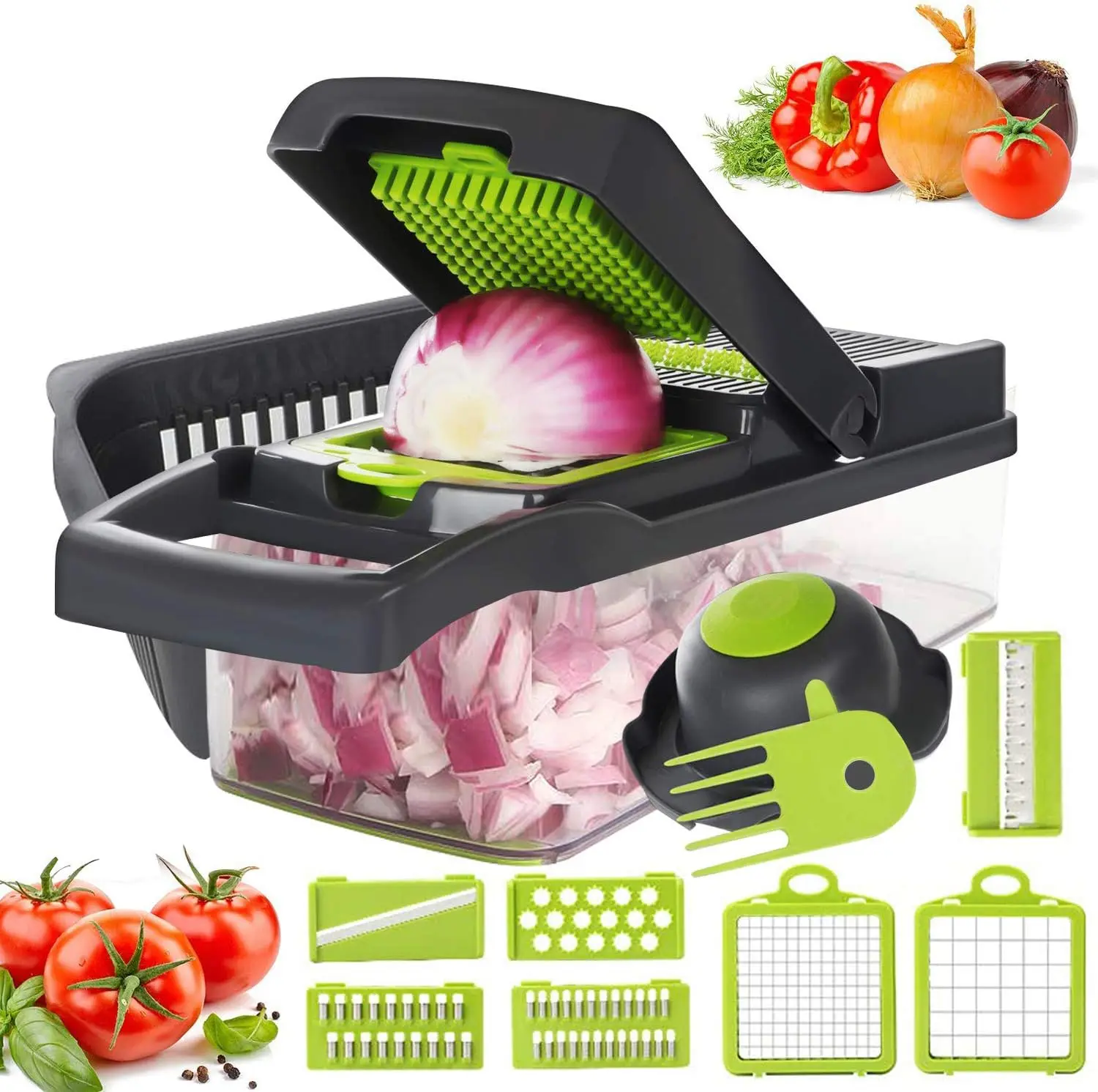14/16pcs Set Multifunctional Kitchen Multi Onion Dicer Cutter Fruit Slicer Potato Grater Vegetable Onion Chopper