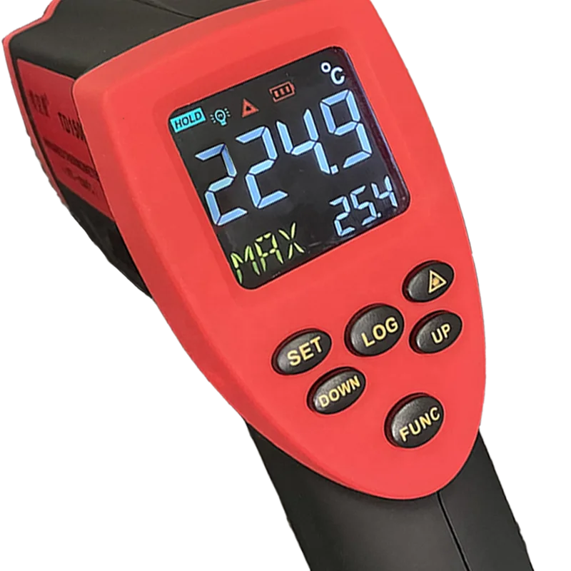 Industrial high thermometers digital 1800C pyrometer D:S 50:1 IR emissivity