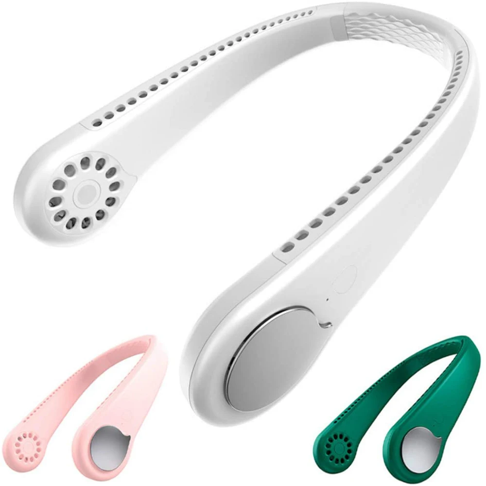 
2021 Hand Free 2000 mAh 3-Speed 6-Hour Battery Life Wearable Bladeless Fan Portable Mute M6 Neck Fan 