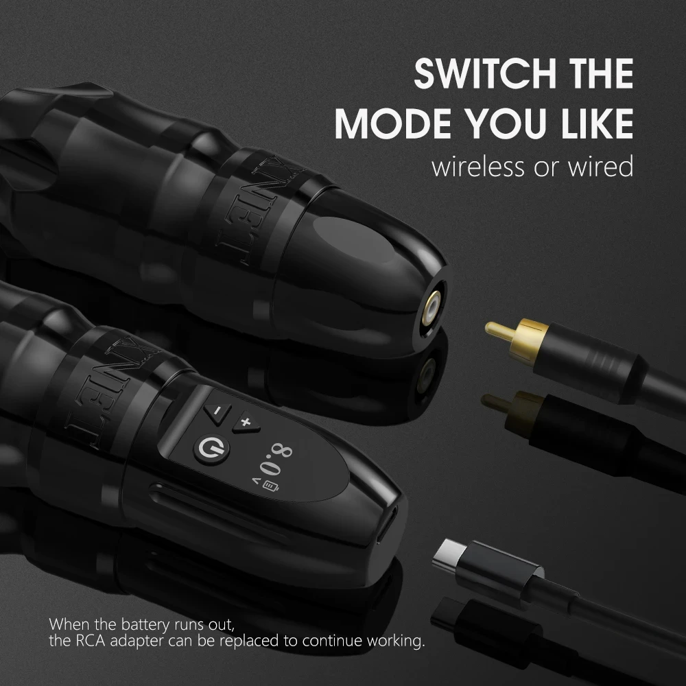 XNET Titan Powerful Motor 2400mAh Digital Display Professional Wireless Tattoo Pen Machine with Double Battery for Body Art