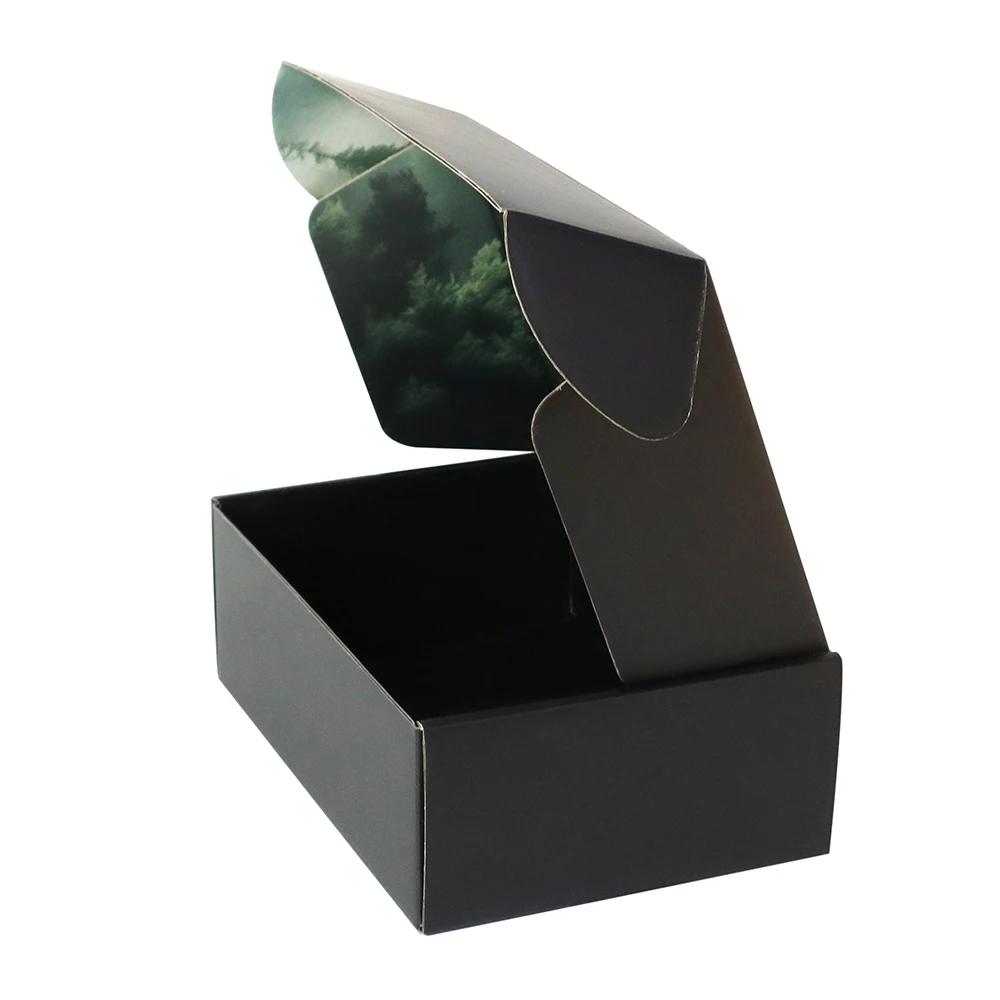 Double Side Color Printing Corrugated Cardboard E-commerce Black Foldable Mailing Box