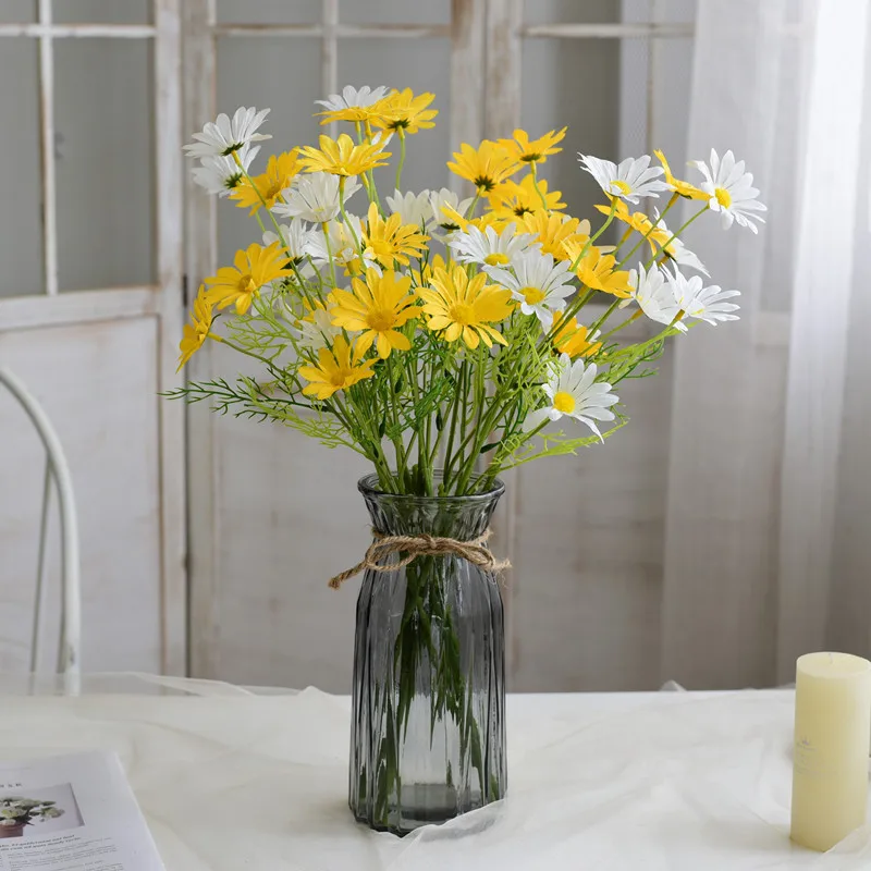 kangxin 5 small Daisy simulation chamomile Dutch chrysanthemum plastic flower silk home decoration manufactur