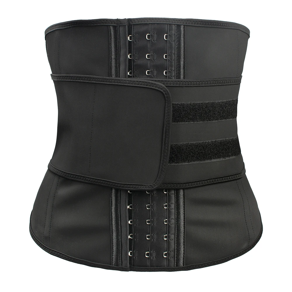100% Latex Black Adjustable Hook Strap Slim Belly Control Trimmer Cincher Abdominal Binder Women Waist Trainer Belt