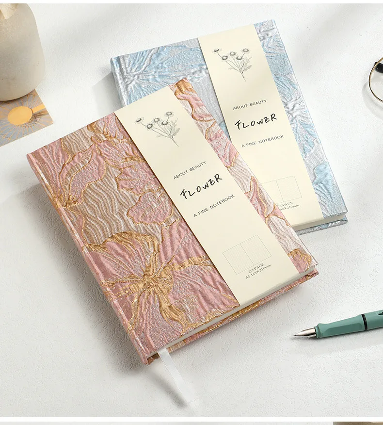 Myway Wholesale Figured Cloth Notebook A5 Journals Custom Logo Linen Cloth Hardcover Stationery Office Cute Journal Notebook