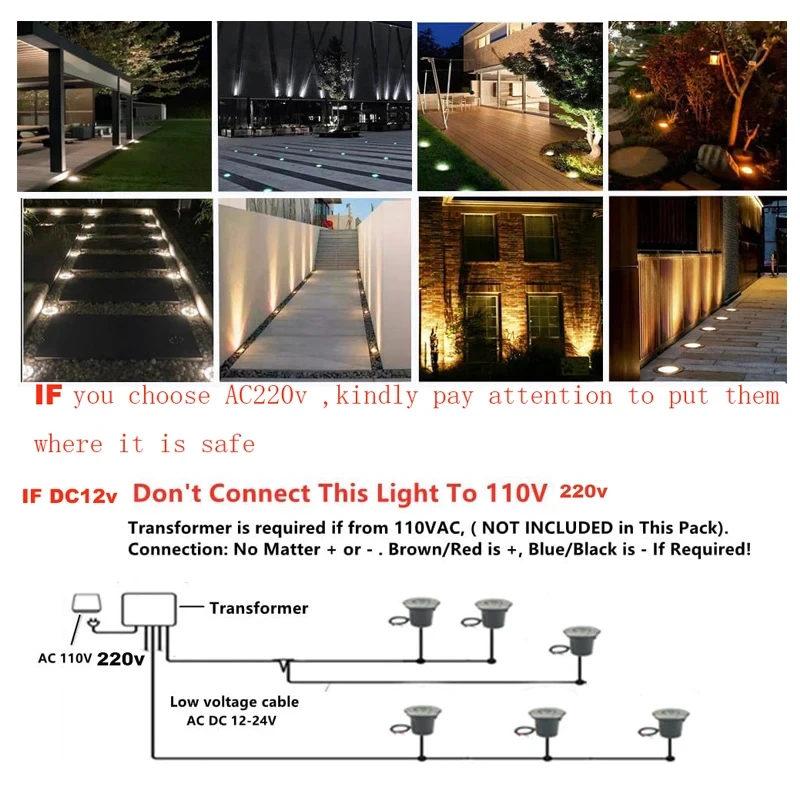4pcs LED Underground Light 5W COB Floor Lamp Outdoor Ground Spot Landscape Garden Square Path Buried Yard 85-265V DC12V IP66 Ce