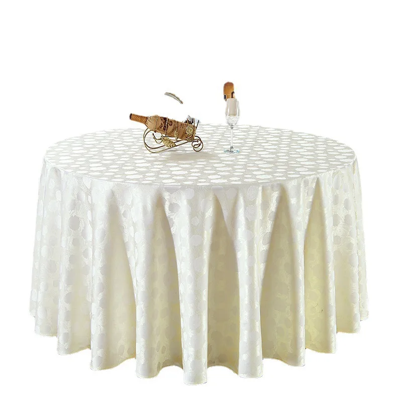 Custom polyester jacquard fabric Chinese non-ironing large round table tablecloth hotel napkins easy to wash wedding tablecloth