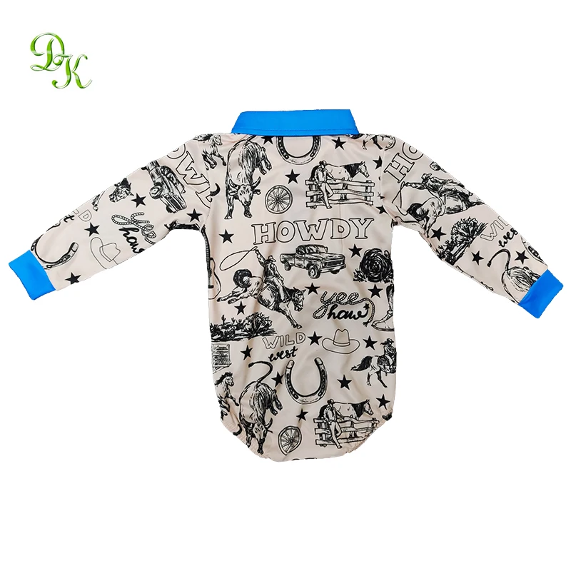 Custom design sublimation printed fish baby rompers summer long sleeve button romper onesies fish wear