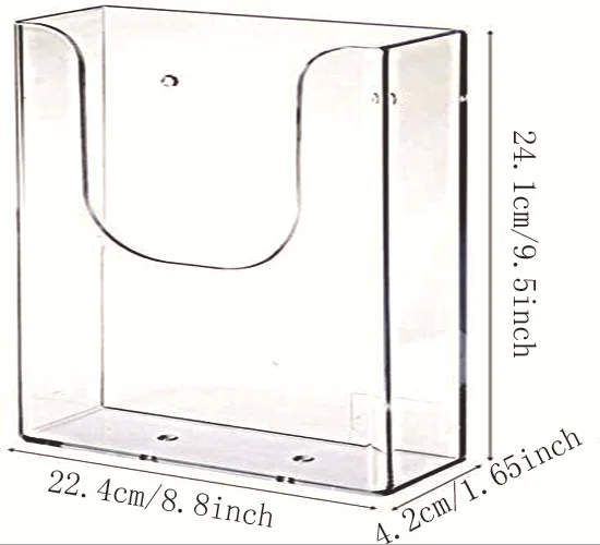 
A4 size wall-mountable data display documents receive acrylic box transparent directory display showcase 