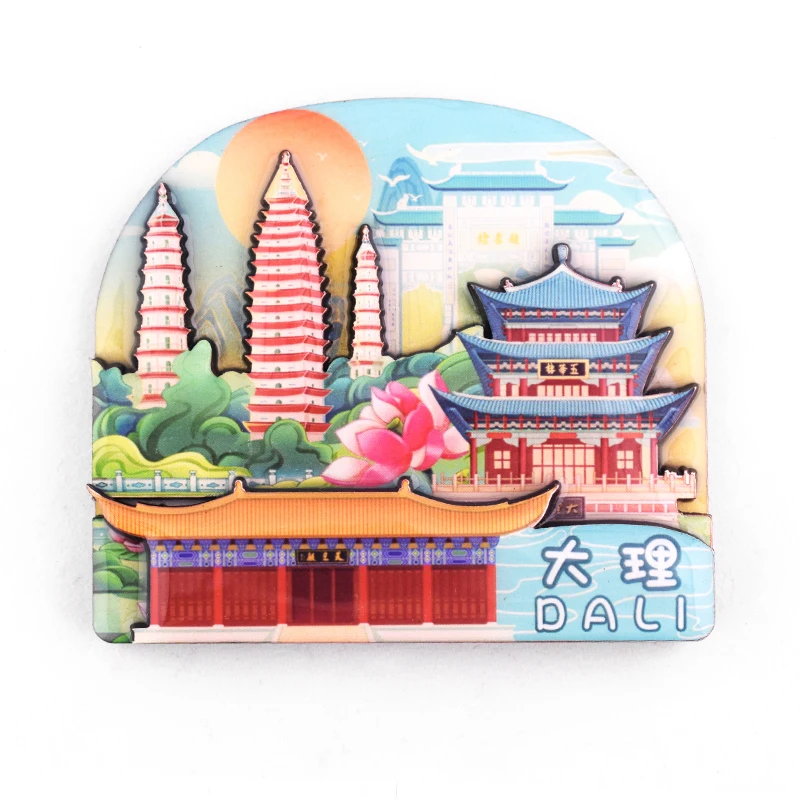 New Wooden Glue Fridge Magnet Scenic Spot Souvenirs Customized Different Styles Refrigerator Magnets