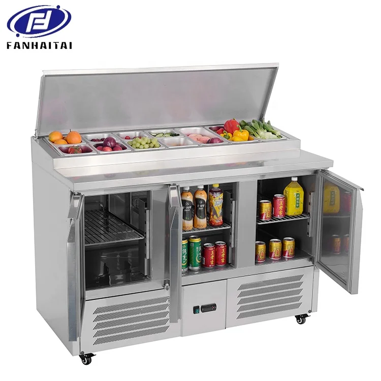 
Saladette refrigeration sandwich prep tables drawer fridge bar Salad Pizza counter refrigerator Display with the Top Displayer 