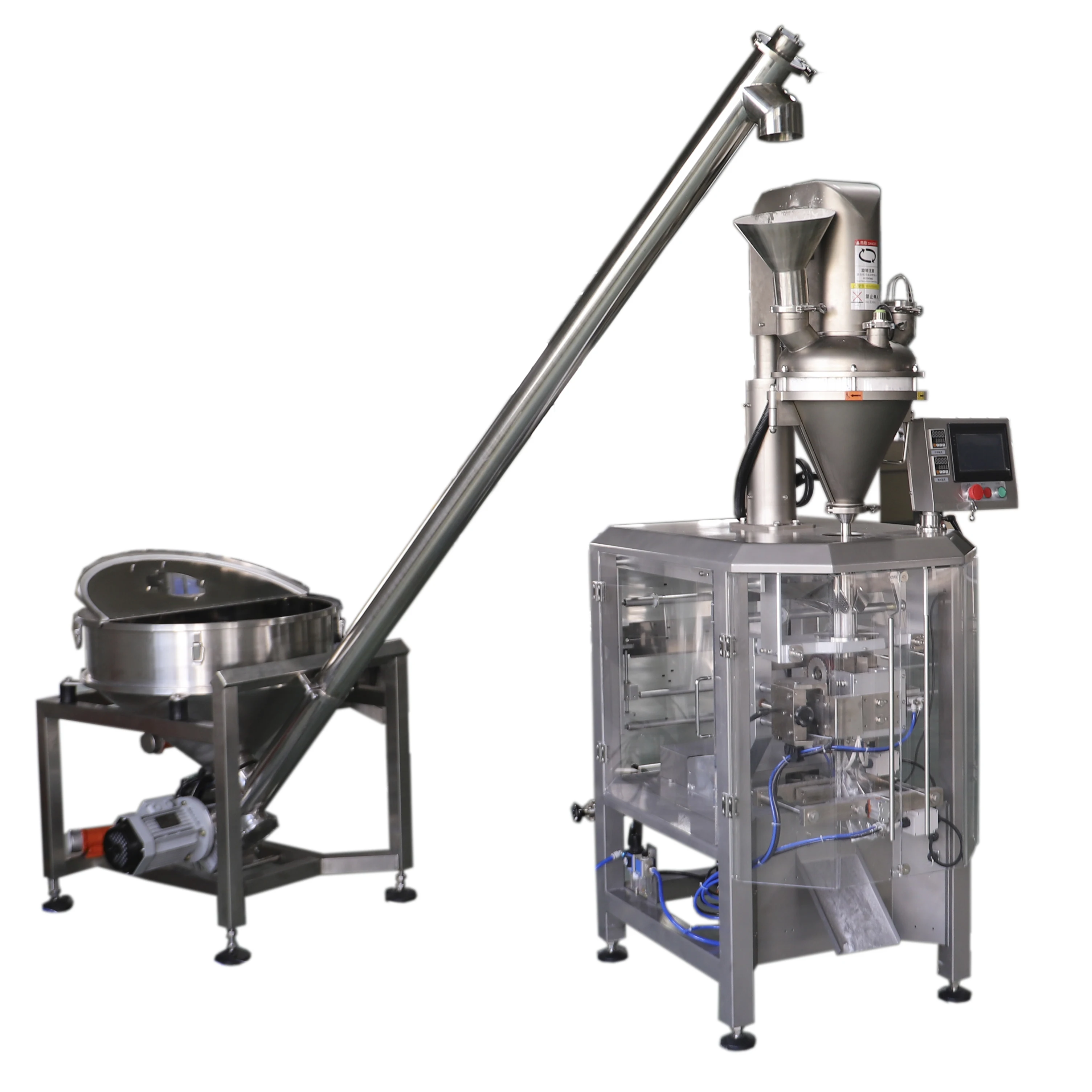 Three-Servo VFFS Automatic Coffee Seasoning Salt Masala Spices Powder Packing Machine with Auger Filler