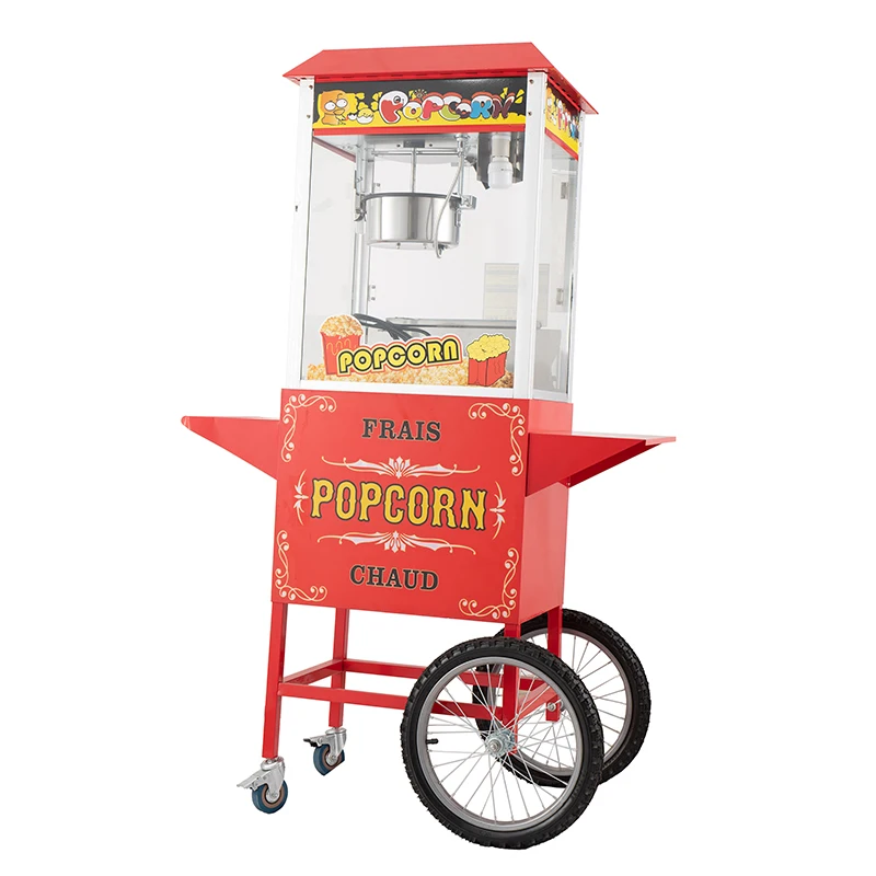 Popcorn Machine Cart with Vintage Movie Theater Commercial Popcorn Machine with Interior Light