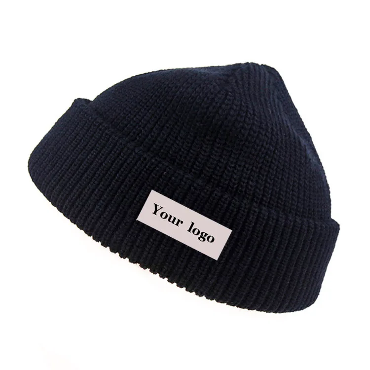 Soft Ribbed Beanie Knit Ski Cap Skull Hat Warm Short Winter Cuff Blank Fisherman Beanie Winter Hats