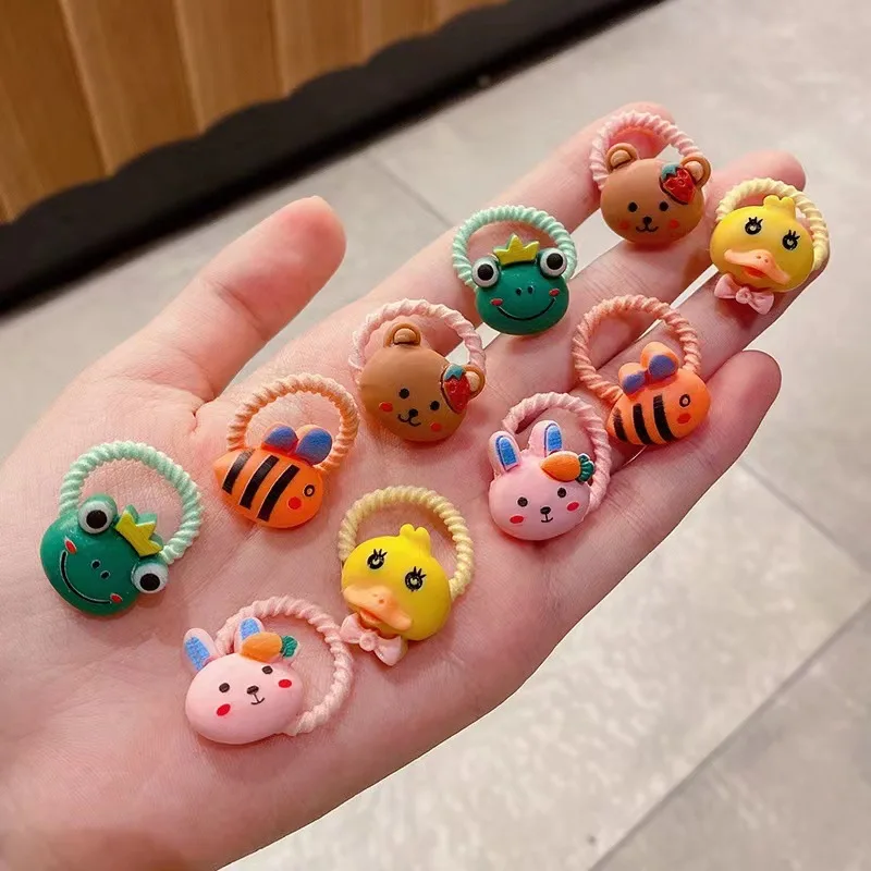 Wholesale 20/50 Pcs/Box Cute Resin Fruit Cartoon Series Baby Elastic Rubber Band Girls Elastic Hair Ties Kids Accessories Set
