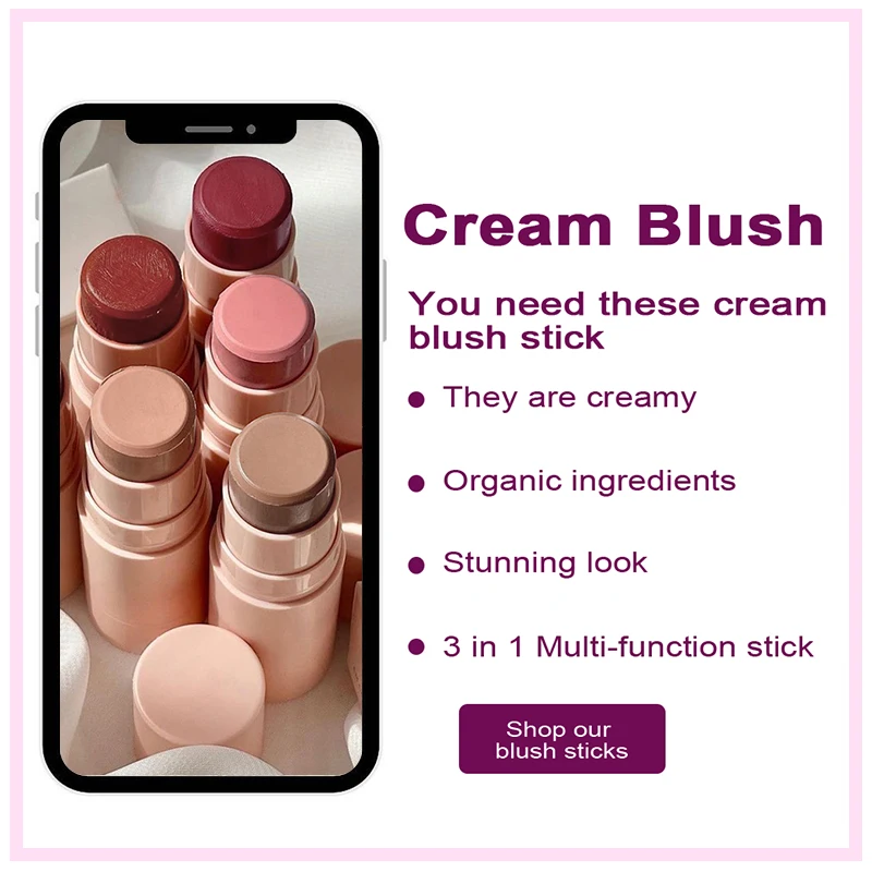 Hot Custom Your Own Logo Waterproof Blush Palette Makeup Pink Blusher Highlighter Blush Cream Blush Private Label Blush Stick