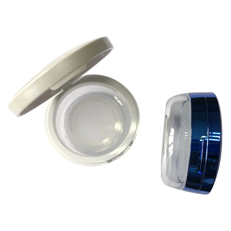 Custom Makeup Metal Cosmetic Round Empty Private Label Jar White Loose Powder Container Case With Sifter