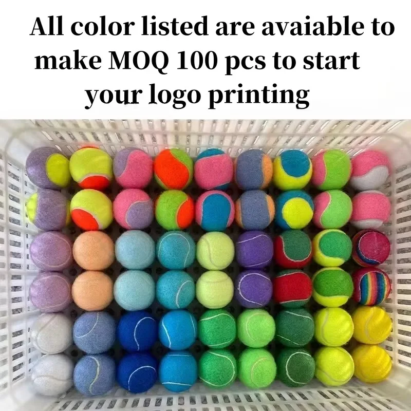 Custom logo polyester 2.5 inch colored tennis balls cheap tennis balls pink purple orange black bulk personalized tennis ball