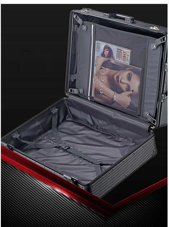 New trolley case aluminum alloy universal wheel 24 inch aluminum frame leather suitcase 26 retro boarding case
