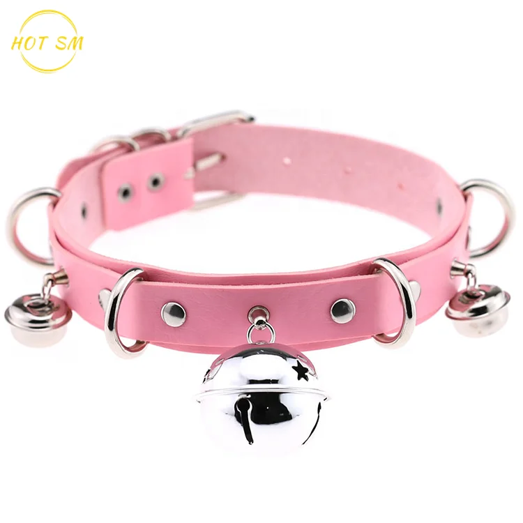 
New Women Men PU Choker Sexy Bell Leather Collar,BDSM Bondage Necklace Neckband,Sex pu Toys For Couples 