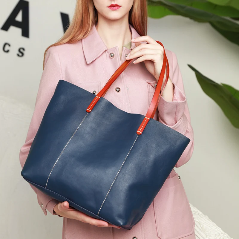 china Factory hot sale 2024 new women high-end Fashion Genuine leather Shoulder large capacity tote bags for ladies