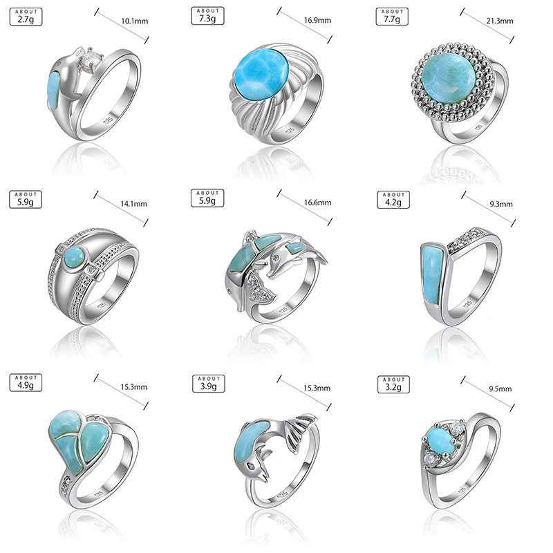 XYOP 925 Sterling Silver Jewelry Charming And Flawless Style Larimar Rings Customized Wholesale Gift For Women