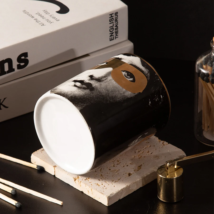 European vintage custom face candle holder ceramic romantic aromatherapy cup home decor storage cup jar porcelain candle jar