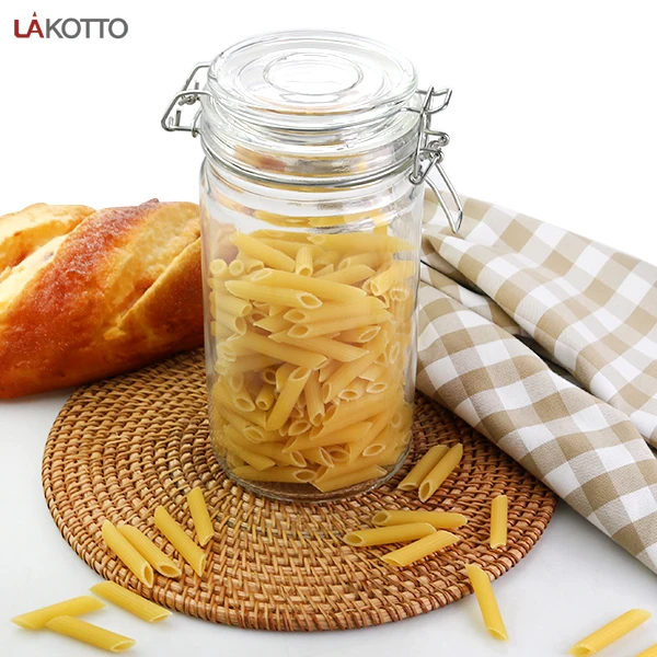 Glass Storage Jars for Kitchen Glass Food Storage Canisters with Airtight sealing ring Storage Containers for Flour, Sugar, Coff