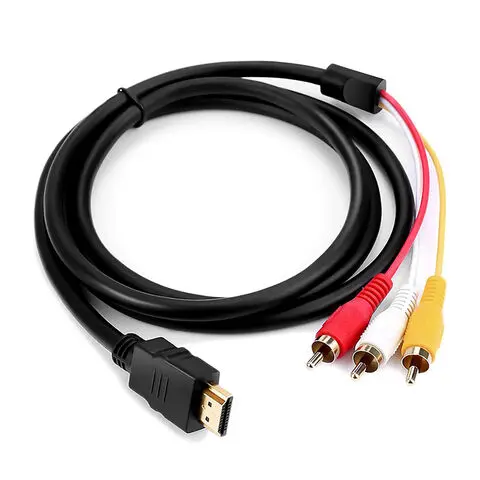 Wholesale HDTV To 3 RCA Yellow Red White Audio Video Data Cable Cord Wire HD Cable 1080P HDTV To 3 RCA Cable With Mesh