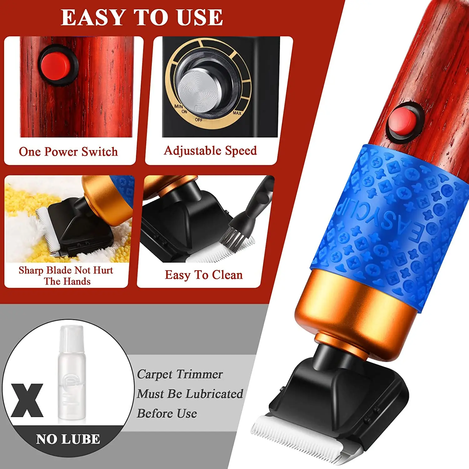 Low Noise Speed Adjustable Electric Tufting Carpet Trimmer Carver Clippers
