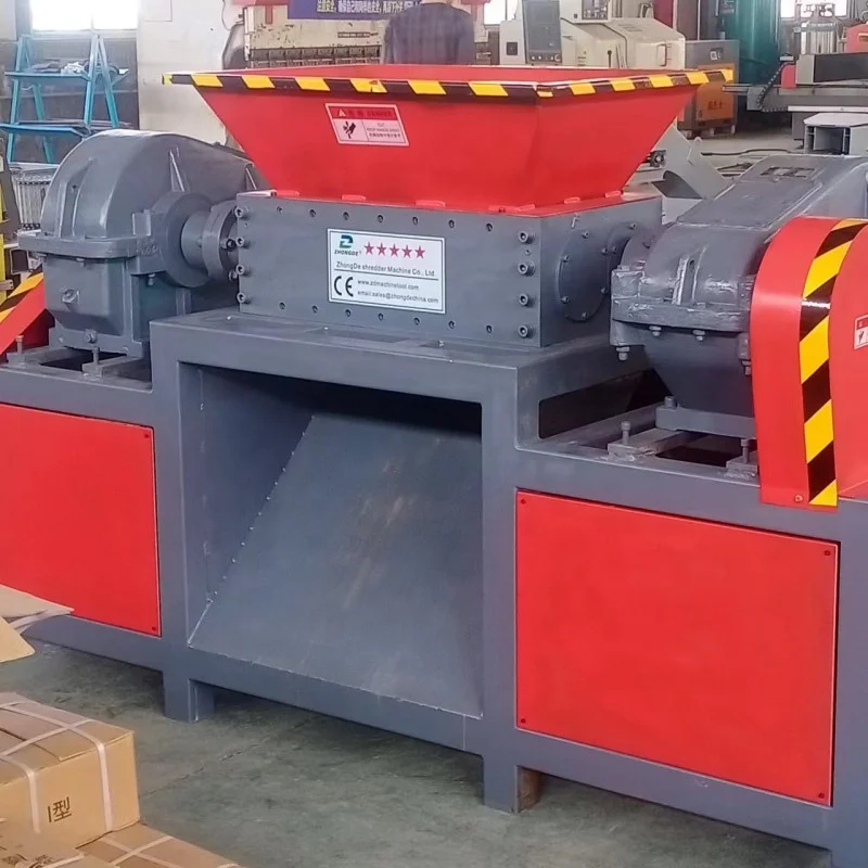 Industrial big power waste paper board plastic shredder double-shaft double motor shredder