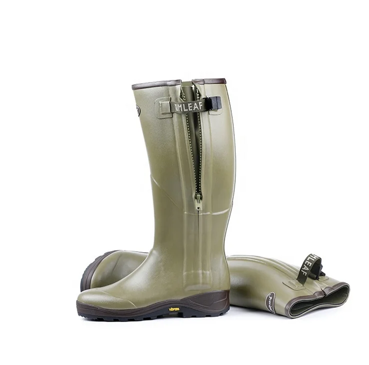 
Waterproof Rubber Boots With PVC Fabric At Top Ykk Side Zipper 