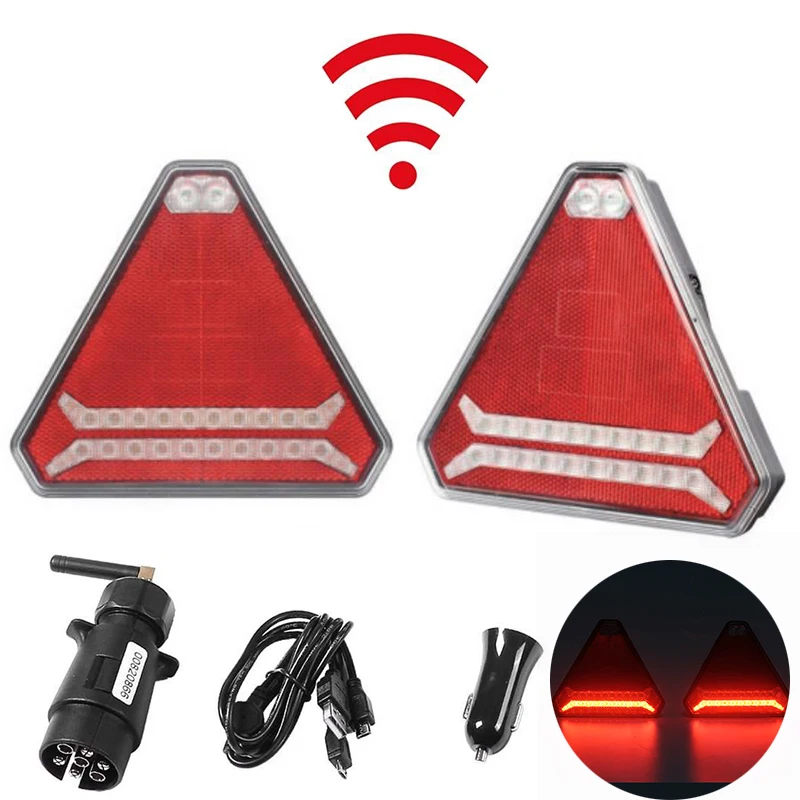 Wireless led tail light kit E Mark 12 24V magnetic mount rear position turn brake indicator fog light with reflector for trailer