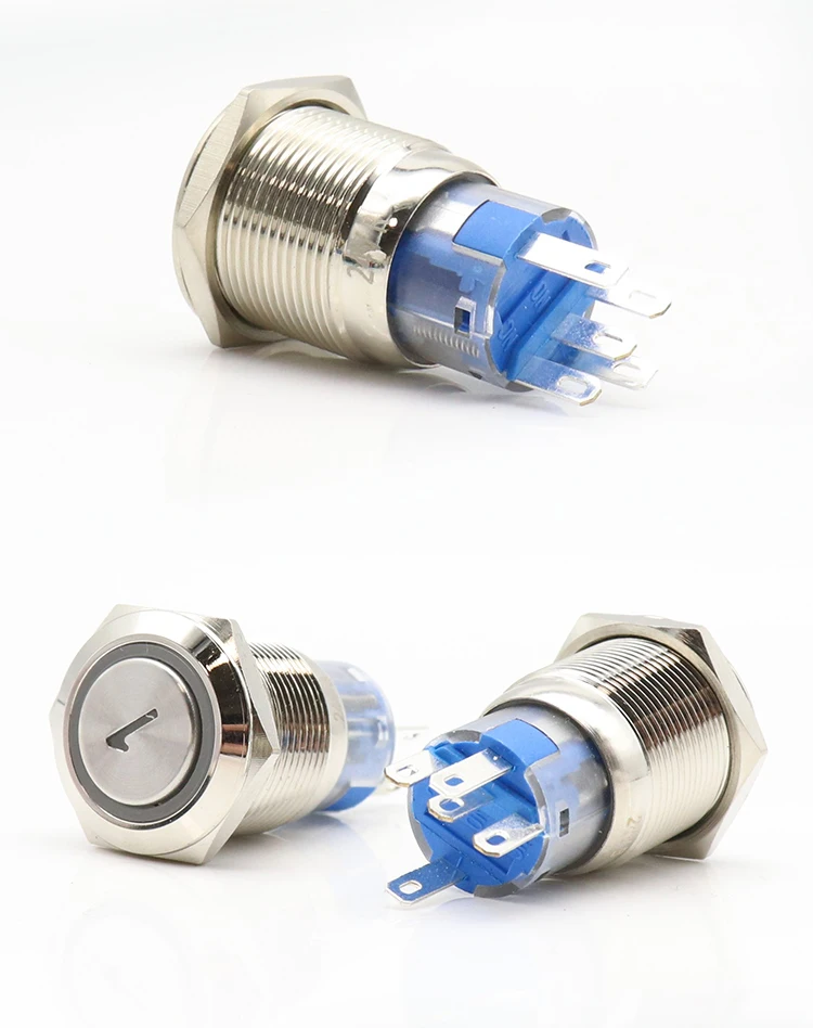 16/19mm Reset Latching Lock Metal Button Switch LED With Light Number Symbol 1234567890 Elevator Waterproof DIY Buttons