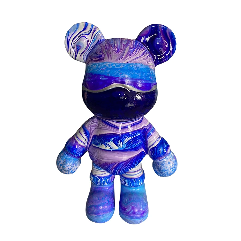 DIY handmade crafts cool bear fluid violent bear embryo white bear coloring fluid art painting vinyl statue