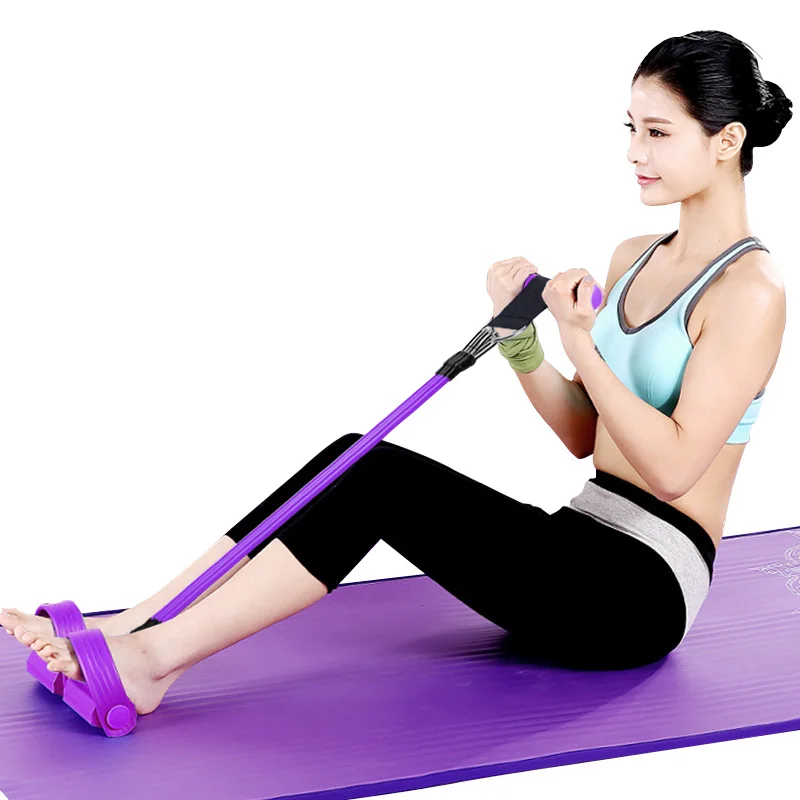 Multifunction Tension  4  tubes foot elastic multi-function fitness tension pull rope exerciser  resistance band pedal