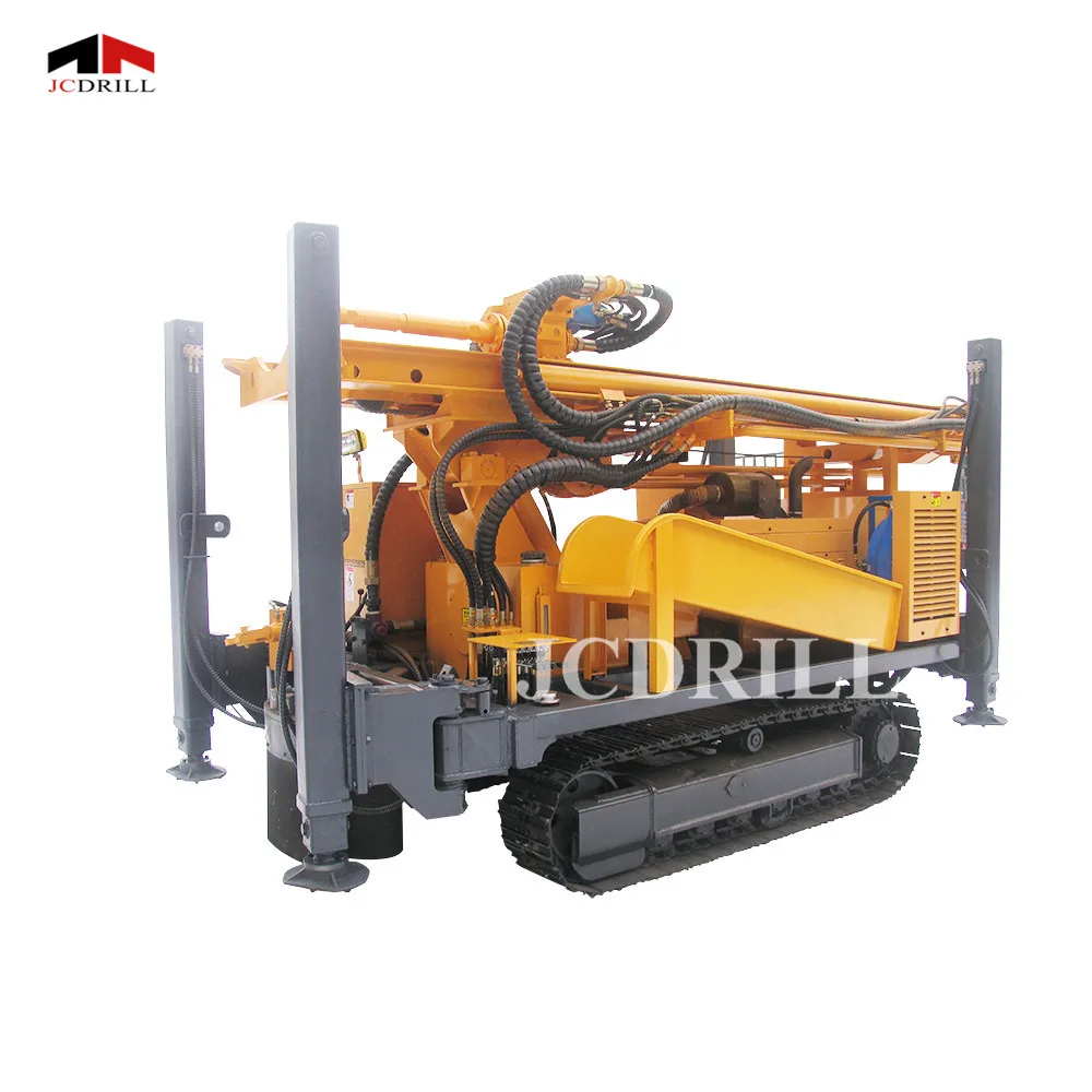 300m Depth Hydraulic Track Mounted DTH Water Well Drill Rig With Mud Sucking Pump