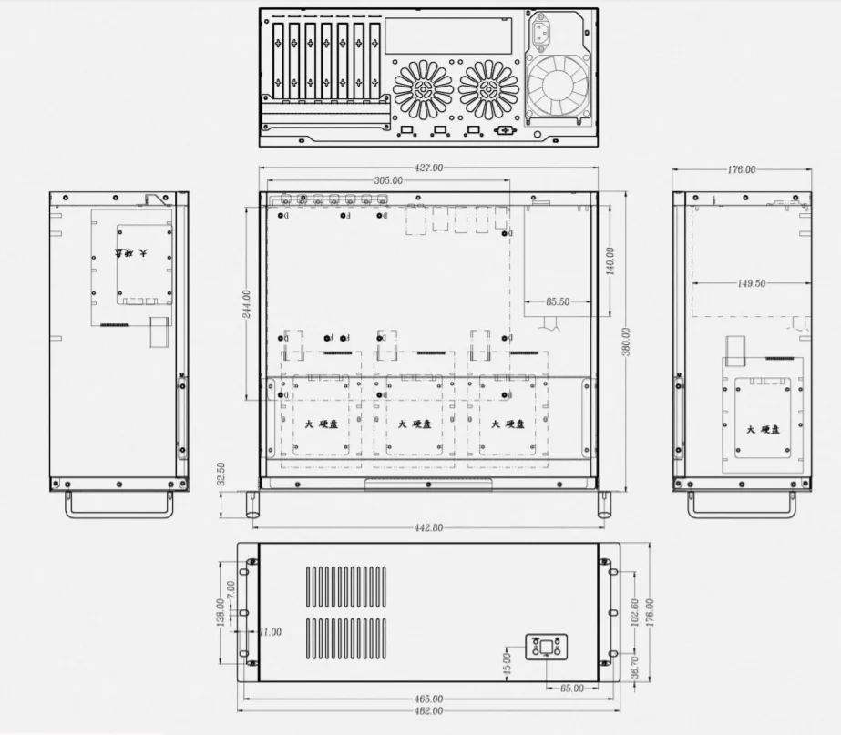 Galvanized steel SGCC ATX Server computer BY4u-380B
