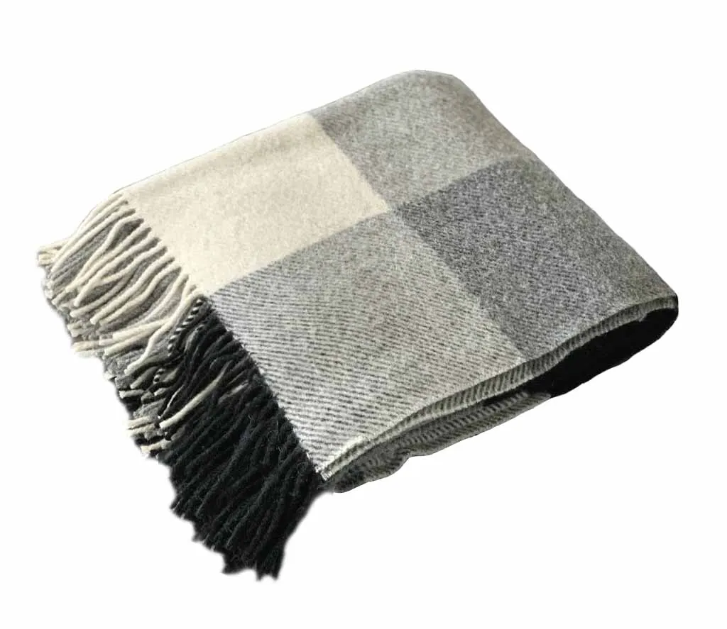 plaid weighted 100% wool merino blankets for winter