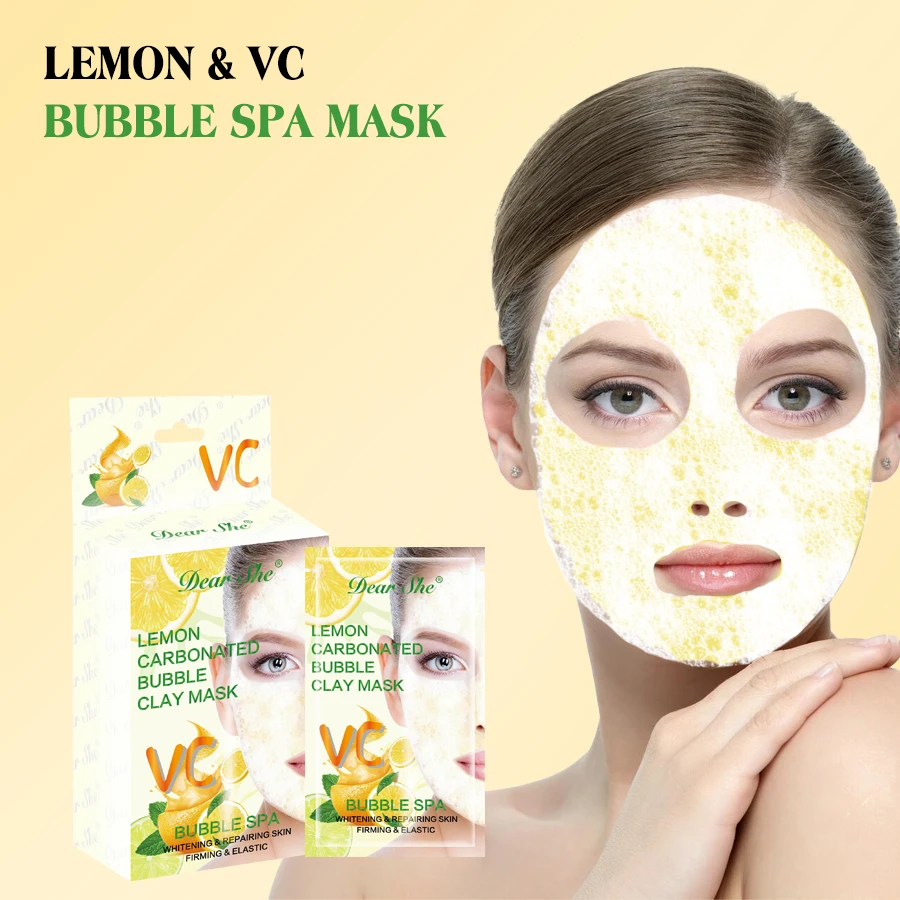 Dear She Natural Fruit Lemon Vitamin C Carbonated Bubble Clay Facial Mask Whitening Repairing Skin Firming Elastic Skin Care