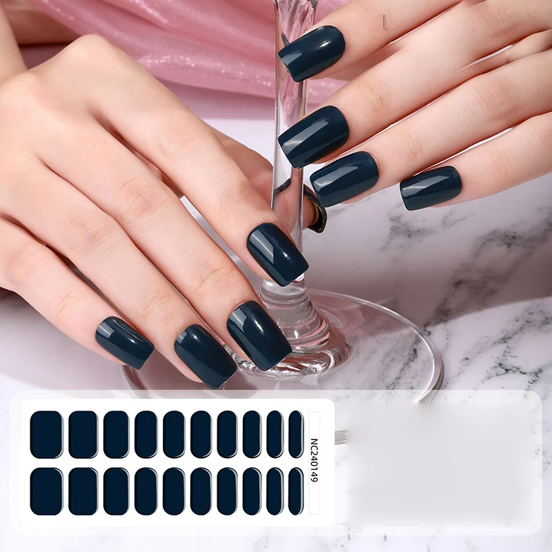 20 Strips Semi Cured Gel Nail Patch Stickers for UV Lamp Cured Super Long Lastign Nail Gel Polish Nail Wraps Salon DIY Manicure