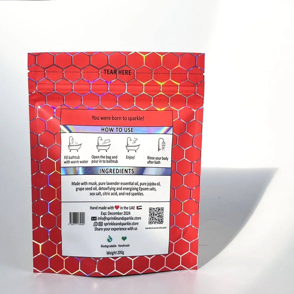 Stand Up Doypack Mylar Foil Pouches Bath Soak Body Scrub Packaging Bags Powder Zipper Bag