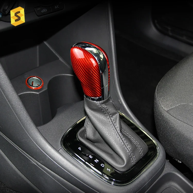 ES N-DZ-130 Car Interior Accessories CC Carbon Fiber Gear Knob Cover Passat Gear Shift For Volkswagen POLO Tiguan Touareg Golf