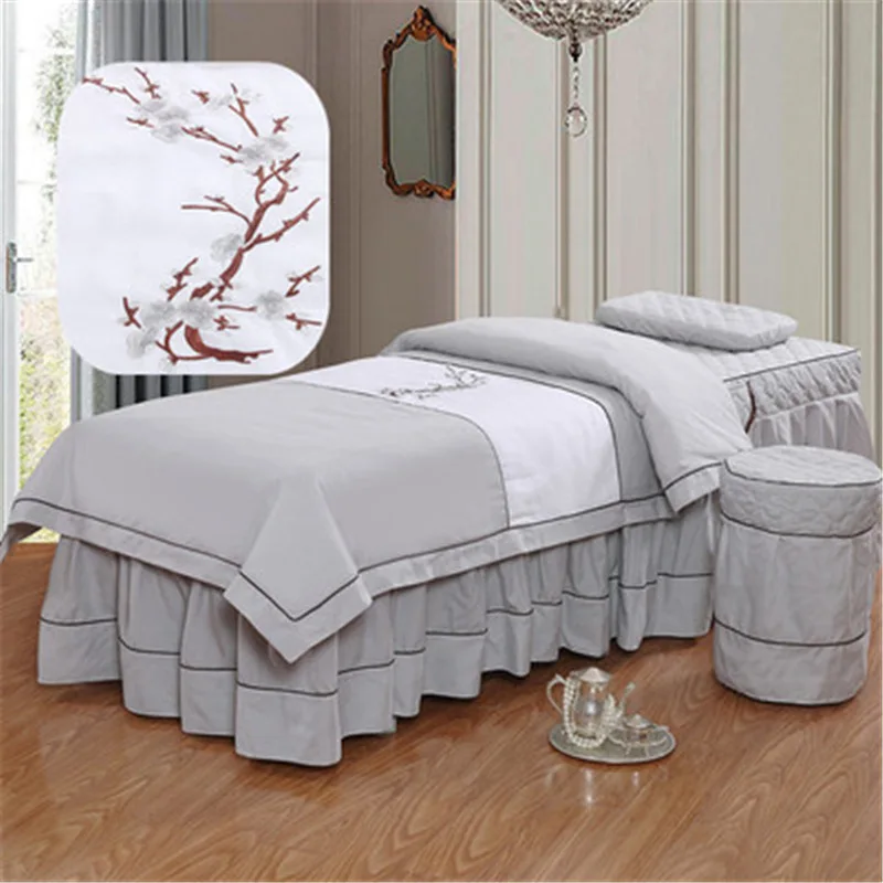 Modern beauty bed skirt bedspread flat fitted sheet salon spa massage table sheet set