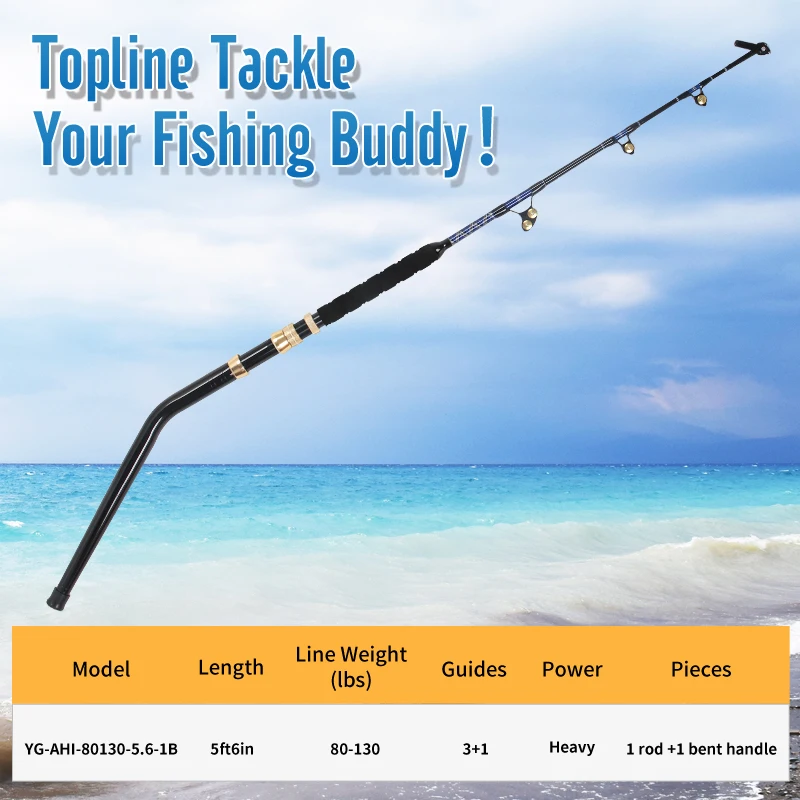Topline High Quality 130lbs Deep Sea Boat Trolling Rod Tuna Shark Fishing Trolling Rod For Boat Fishing Swivel Tip Big Game Rod